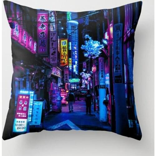 Tokyos Blade Runner Vibes Decorative Pillowcases Cotton Linen Throw Pillow Case Home Sofa Decor Pillowcase