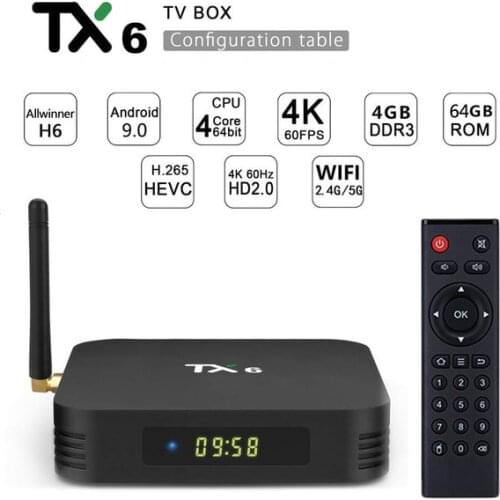 TX6 Android 9.0 TV BOX network set-top box 4 + 64G with Bluetooth dual-screen WIFI USB3.0 new