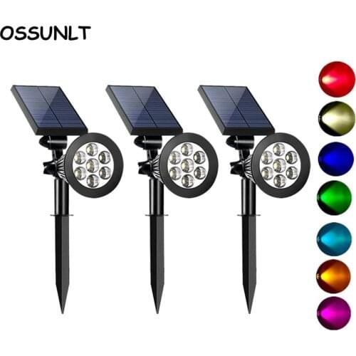 7 LED Outdoor Solar Lights RGB Changing Lawn Ground Lamp IP65 Waterproof Landscape Spotlights Garden Decoration Outdoor Lights
