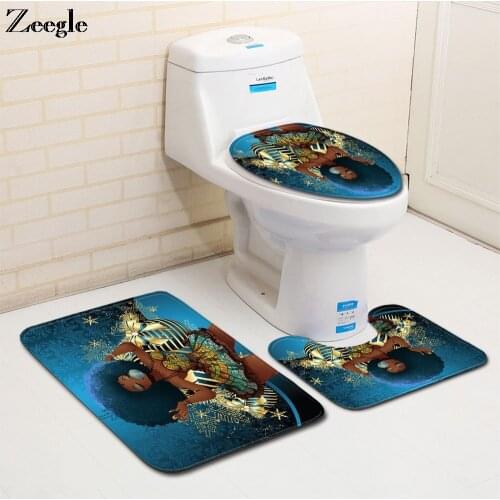 Zeegle Christmas Bath Mat Set Absorbent Toilet Pedestal Rug Soft Foot Mat Polyester Toilet Seat Cover Mat Soft 3pcs Toilet Set
