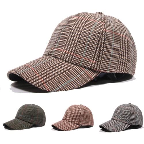 2021 New Popular Mens Baseball Cap Plaid Lattice Retro Breathable Thin Woolen Cloth Womens Hat Sun Hat Popular Caps For Men