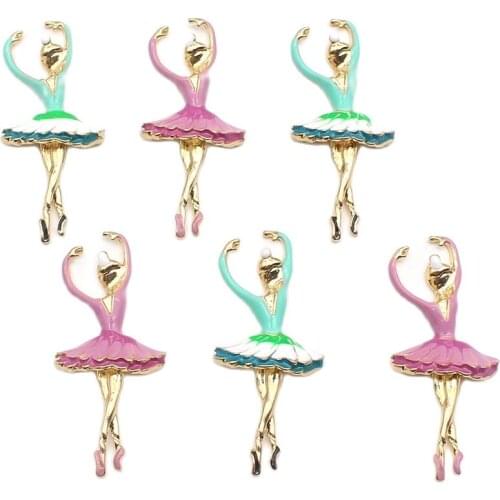 ZMASEY 5Pcs new alloy 20x56MM dancing girl flat accessories, DIY handmade romantic wedding family party decoration crafts