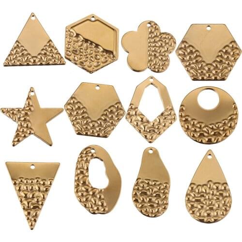 10pcs Lot Stainless Steel Gold Flower Heart Charm Dangles for Jewelry Making Supplies Earring Charms Bracelets Wholesale Items