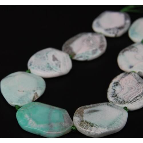 15.5"/strand Light Green Natural Dragon Vein Agates Drusy Freeform Faceted Slab Nugget Loose Beads,Raw Stone Slice Pendant Beads