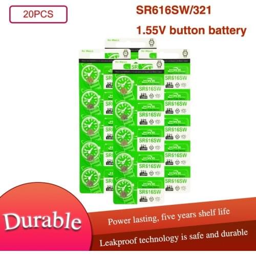 20Pcs 1.55V SR616SW 321 Silver Oxide Watch Battery D321 321 GP321 6.8*6MM Button Battery Made in Japen