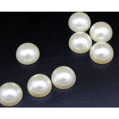 250pcs 20mm big ivory pearlized HaLF PEARLS Decoden Flatback Cabochons, ABS Pearl Rhinestone Cabochons, Cellphone Deco