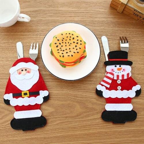 4pcs/Set Christmas Silverware Holder New Year Christmas Decorations For Home Party Supplies Santa Knifes Folks Bag Cutlery Suit
