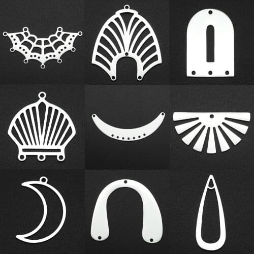 5pcs/lot 100% Stainless Steel Geometric diy Earring Findings Moon Connector Charm Wholesale Factory Price Super Quality