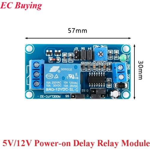 DC 5V 12V Power-on Delay Relay Module Delay Timer Circuit Board Off-on Turn off Switch Function For Arduino