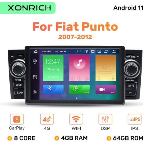 8Core4GB AutoRadio1 din Android 10 Car Stereo Multimedia Player For Fiat Grande Punto Linea 2007-2012 GPS NavigationDVD IPS DSP