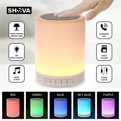 Night Light Bluetooth Speaker Portable Wireless Bluetooth Speakers Touch Control Color LED Speaker Bedside Table Light TF Card