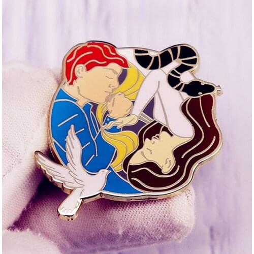 Lou and Reid Serpent and Dove YinYang Brooch Pins Enamel Metal Badges Lapel Pin Brooches Jackets Fashion Jewelry Accessories