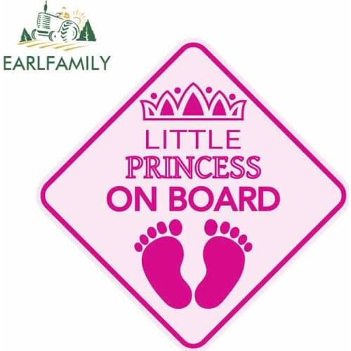 EARLFAMILY 13cm x 13cm Car Stickers Little Princess On Board Baby Car Sign Window Decal Bumper Sticker Vinyl Safety Graphic
