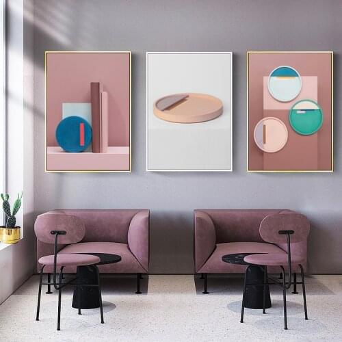 Geometric Circular Stereo Background Wall Decorative Painting Modern Abstract Art Nordic Ins Morandi Color Small Fresh