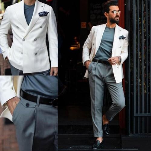 Customized New Arrival Men Suits Slim Fit Peaked Lapel Wedding Suits For Men With And Pants Designer Groom Tuxedos Blazer