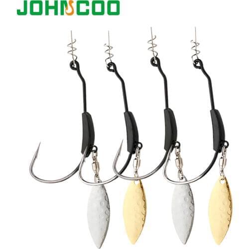 JOHNCOO 2g 3g 4g 5g 7g 9g Crank Hook Metal Spoon Sequins Add Weight lures With Twist Lock Lead Barbed Hook Offset Hooks