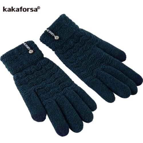 Kakaforsa New Hot Sale Fashion Men Women Winter Warm Gloves 4 Colors Knitting Solid Full Finger Acrylic Touch Gloves&Mittens