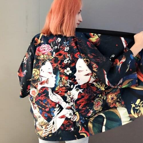 Kimono Women Japanese Clothes Haori Yukata Asian Clothes Summer Ulzzang Harajuku Shirt Women Blouse Female Geisha Costume 10207