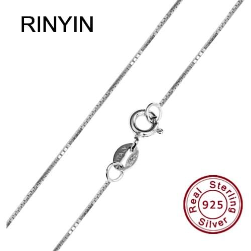 RINYIN 100% 925 Sterling Silver Necklace Fashion Jewelry 1mm 16/18/20/22/24 Inches Box Chain
