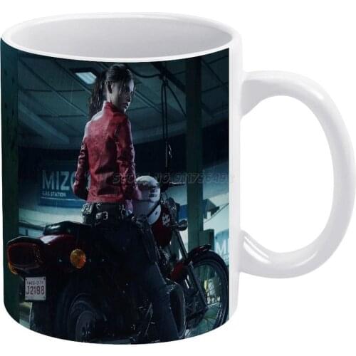2 REMAKE-CLAIRE White Mug Coffee Mug 330ml Ceramic Home Milk Tea Cups and Mugs Travel Gift for Friends Raccoon City Leon Kennedy