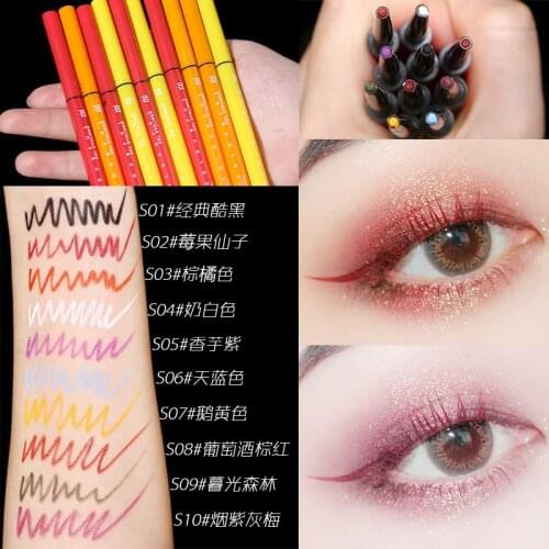 Xixi matte eyeliner pencil colorful designed yellow white rose pink blue pigment long lasting waterproof gel eyeliner AC209
