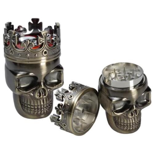 New Hot King Skull Metal Tobacco Herb Spice Grinder 3 Layers Crusher Spice Mill Hand Muller smoking tobacco cigarette Wholesale