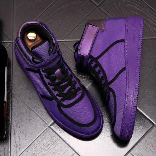 Mens Sneakers Purple Green Breathable Canvas High Tops Casual Men Shoes Trainers Flat Board Shoes Flats Zapatillas Hombre