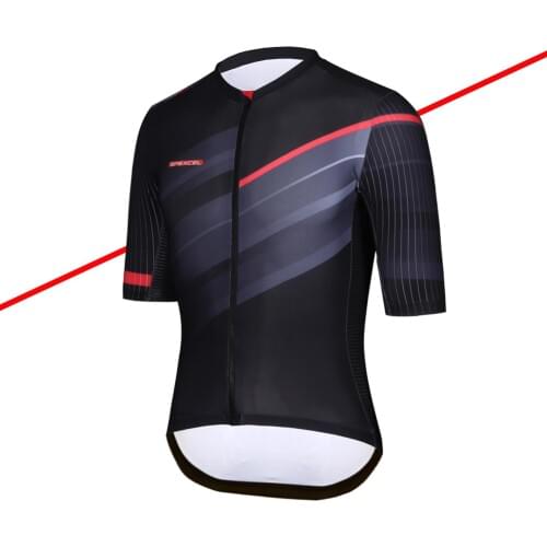 SPEXCEL 2019 New Black red Pro Lightweight short sleeve Cycling jersey fast drying Strip fabric cycling shirt Unisex