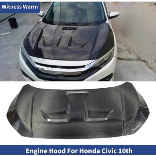 NEW Carbon Fiber Front Bumper Engine Hood Vent Cover FOR Honda CIVIC Bonnets engine Covers 16-17 Sedan 10th Gen