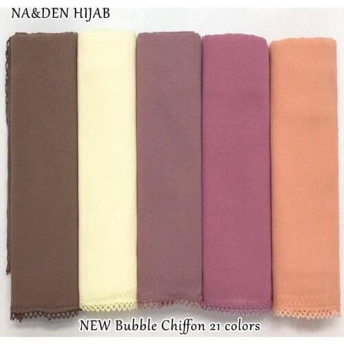 NEW plain bubble chiffon hijab embroidery borders solid color scarf scarves fashion Muslim headband popular hijabs 10pcs/lot