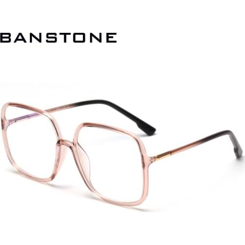 BANSTONE TR90 Oversized Eyeglasses Square Womens Clear Lens Male Retro Optical Glasses Transparent Green Accessories