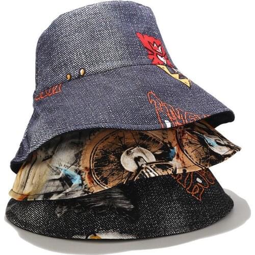 Bucket Hat 2021 Spring And Summer Cotton Sunbonnet Cartoon Cowboy Hip Hop