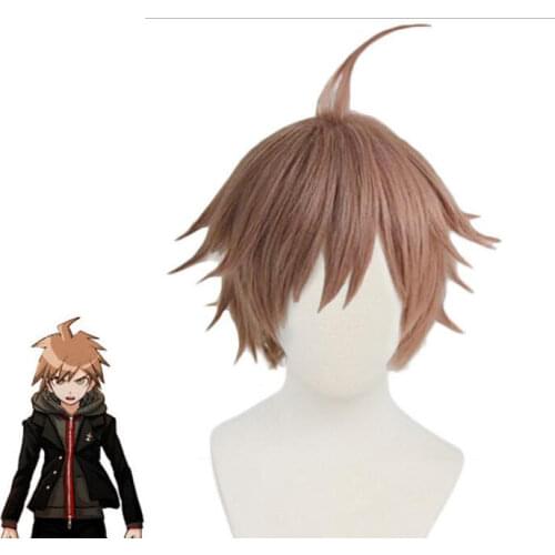 Anime Danganronpa Naegi Makoto Short Wig Cosplay Costume Dangan Ronpa Heat Resistant Synthetic Hair Men Wigs