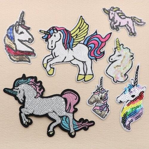 PGY Unicorn Patches Iron On Sewing Embroidered Animal Applique for Jacket Clothes Stickers Badge DIY Apparel Accessories