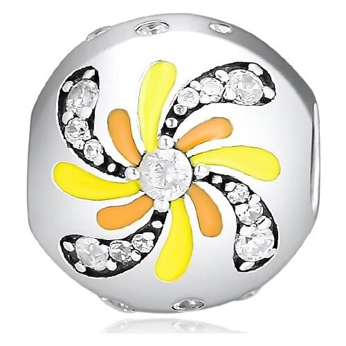 Fits for Pandora Charms Bracelets Necklaces 100% 925 Sterling Silver Jewelry Blooming Fireworks Beads Free Shipping