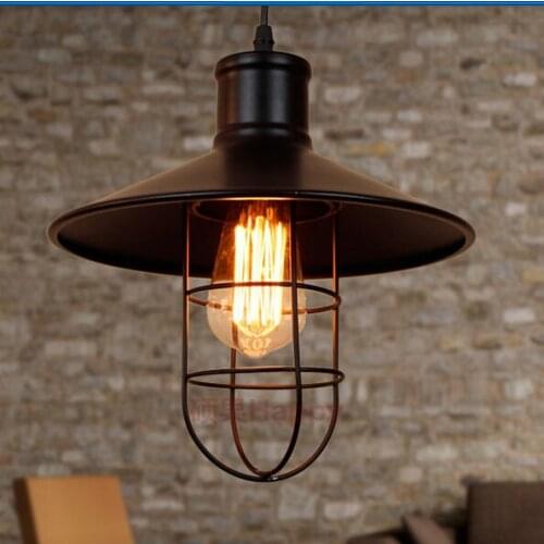 Hanging lights bedroom Nordic castle loft Retro droplight iron American Industrial Bar Small cages design lamp pendant lighting