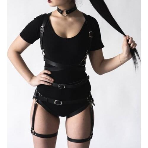 CKMORLS Bdsm Bondage Body Harness Sexy Lingerie Leather Garter Harness Sex Toys Straps Chest Belt Adjustable Set Stocking Belt