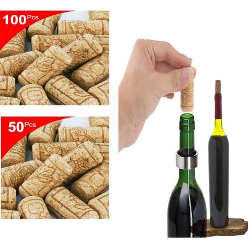 50/100Pc Wine Corks Homebrew Sealing Corks Wine Beer Bottle Stoppers Natural Straight Wine Plugs Caps Beer Wine Brewing Cork Kit