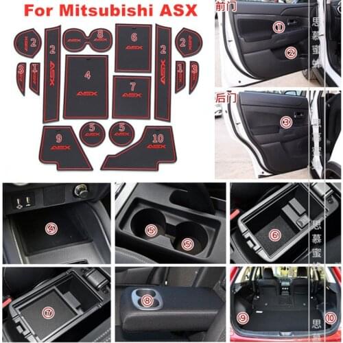 For Mitsubishi ASX 2019 2020 3D Rubber Mat Lnterior Anti Slip Mat Door Slot Pad Cup Cushion Groove Pad Car Accessories