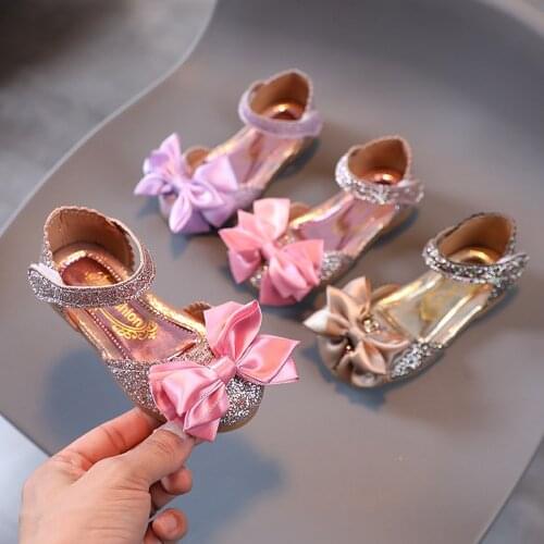 Girls Bowknot Sandals Summer New Bowknot Children Sweet Princess Soft Shoes Fashion Casual Flat Shoes E882