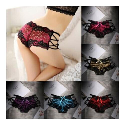 Sexy Women Lace Panties G-String Cross strap Briefs Flower Thongs Sex Panty Underwear For Woman Lingerie Knickers Female Panties