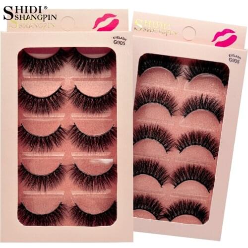 SHIDISHANGPIN 5 Pairs Mink Eyelashes 3D Mink Lashes Natural 3d False Eyelashes Makeup Cilios Faux Mink Lashes For Maquiagem