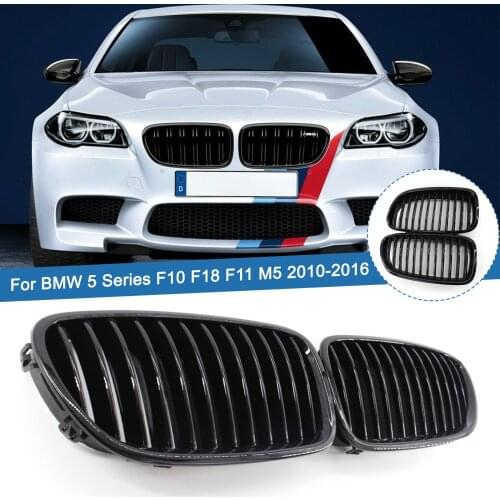 1 Pair Gloss Black Replacement Car Front Bumper Grille Kidney Grilles Racing Grills For BMW 5 Series F10 F18 F11 M5 2010-2016