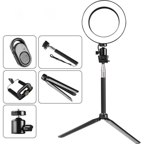 20cm Mini LED Desktop Video Ring Light Photography Photo Camera Selfie Lamp with Tripod For YouTube Live Photo Fill light