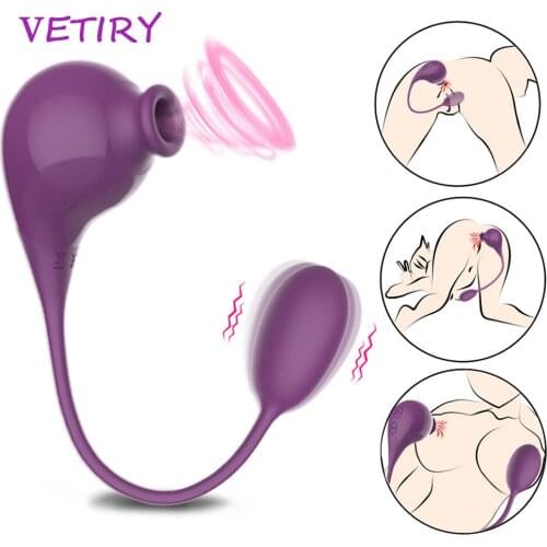 Clitoral Sucking Vibrator With Vibrating Egg 2 in 1 G-Spot Clitoris Stimulator Nipples Clit Sucker Sex Toys For Women Adults