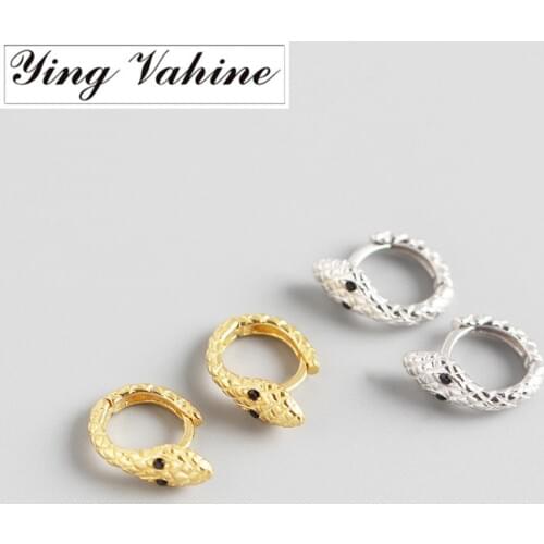 Ying Vahine 100% 925 Sterling Silver Animal Snake Stud Earrings for Women