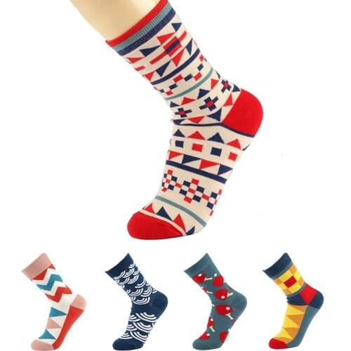 1 Pair Set Woman Happy Socks Fashion Design Plaid Colorful Business Party Dress Funny Cotton Men Long Socks Gift Cute Socks