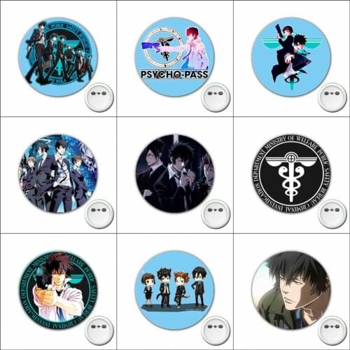 1pcs anime Psycho-Pass Cosplay Badge Cartoon Pins Brooch for Clothes Accessories Backpacks bags Button Badges