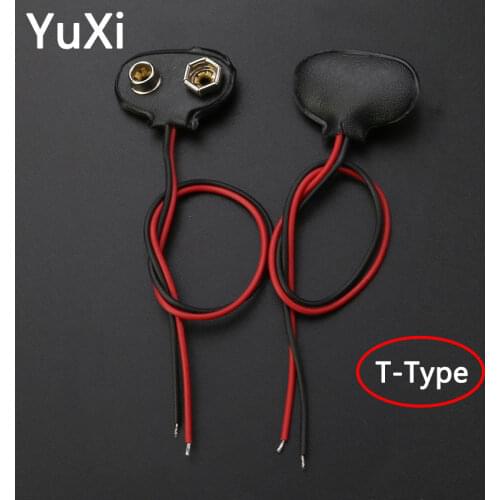 YUXI 10/20Pcs 9V T-Type Battery Snap Connector Clip Lead Wires Holder Wire Length 15CM 9v Battery Connector