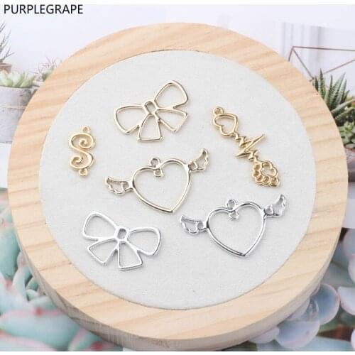 DIY Jewelry Accessories Earrings Material Bracelet Pendant Japan and South Korea Fashion Alloy Love Wings Note Bow 10pcs